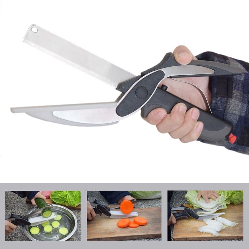 image-Kitchen Vegetable Scissors with Smart Chopper Combo