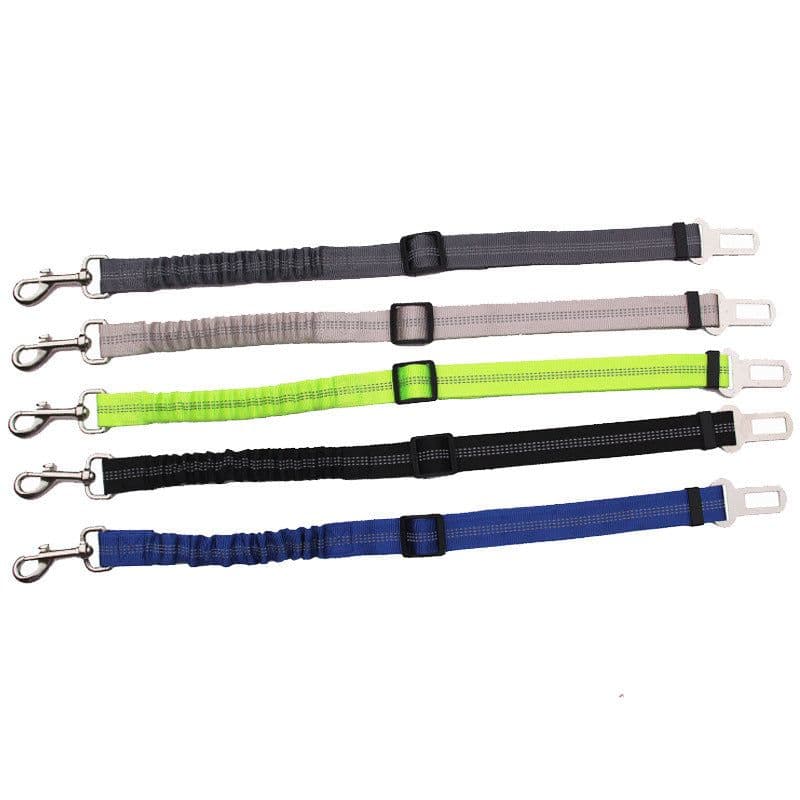 image-Pet Car Safety Seat Belt Leash with Reflective Elastic Rope Gray