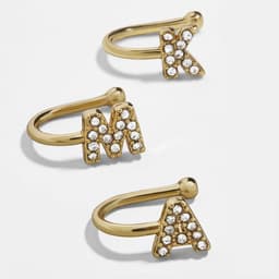 image-Diamond Letter Earrings Alloy Alphabet Ear Clips A-Z