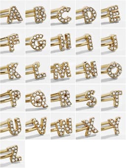 image-Diamond Letter Earrings Alloy Alphabet Ear Clips A-Z