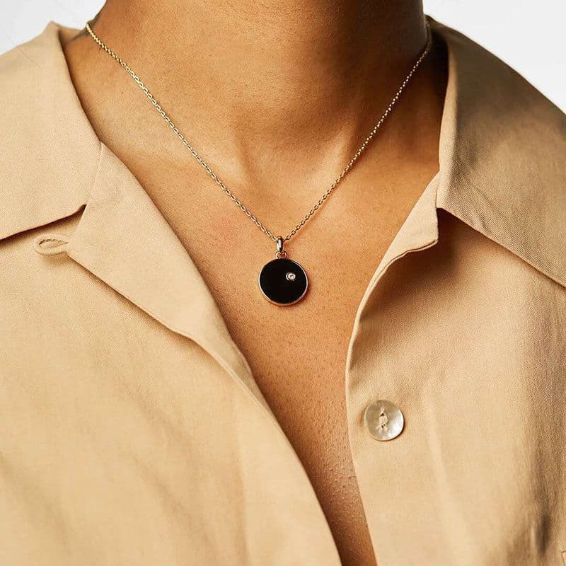 image-Double-Sided Sun Necklace Titanium Steel Pendant Gold