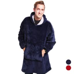 image-Hooded Blanket with Sleeves and Pocket - Sherpa Fleece Wearable