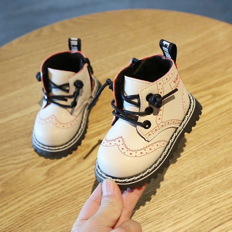 image-Mai Bu Xiong Kids High Top Leather Boots Non-Slip Soft Bottom 0-3 Years