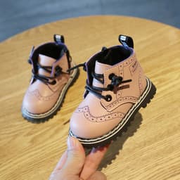 image-Mai Bu Xiong Kids High Top Leather Boots Non-Slip Soft Bottom 0-3 Years