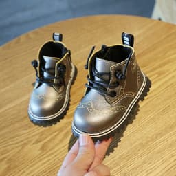 image-Mai Bu Xiong Kids High Top Leather Boots Non-Slip Soft Bottom 0-3 Years
