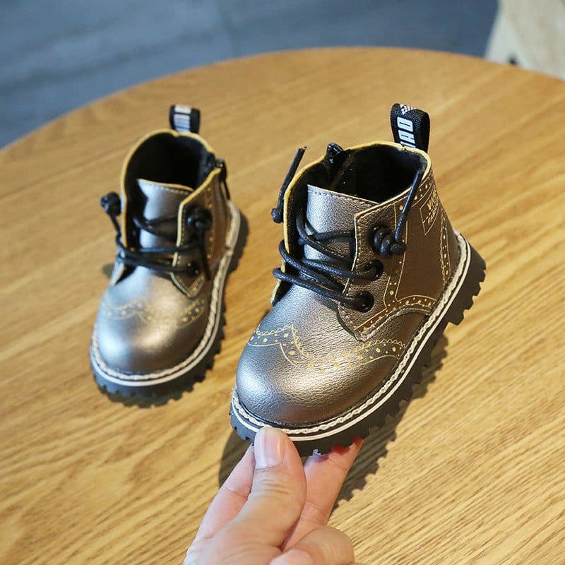 image-Mai Bu Xiong Kids High Top Leather Boots Non-Slip Soft Bottom 0-3 Years
