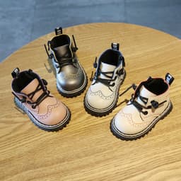 image-Mai Bu Xiong Kids High Top Leather Boots Non-Slip Soft Bottom 0-3 Years