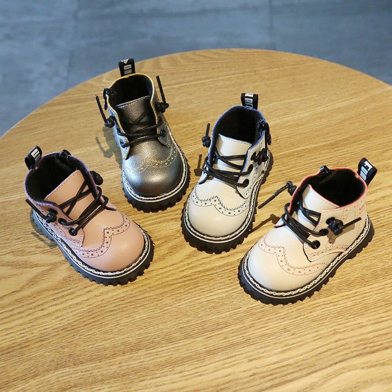 image-Mai Bu Xiong Kids High Top Leather Boots Non-Slip Soft Bottom 0-3 Years