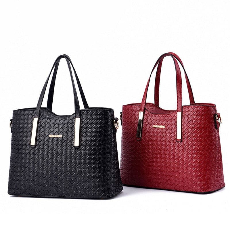 image-Women's PU Handbag Set 3-Piece Shoulder Messenger Bag Bronze