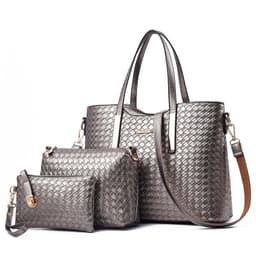 image-Women's PU Handbag Set 3-Piece Shoulder Messenger Bag Bronze