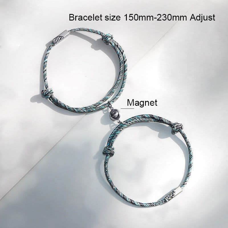 image-Long Yichang Magnetic Couple Bracelets Black Red Alloy Geometry