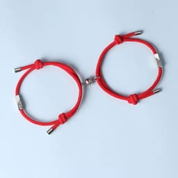 image-Long Yichang Magnetic Couple Bracelets Black Red Alloy Geometry