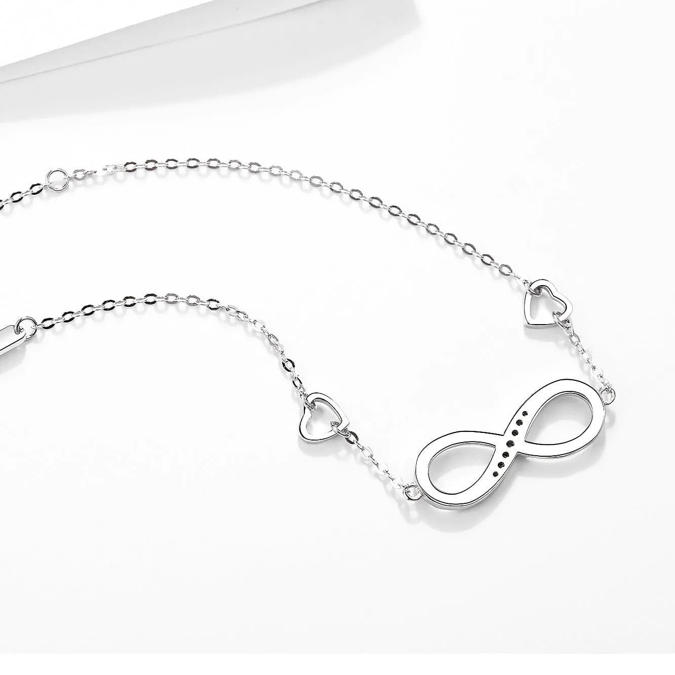 image-S925 Sterling Silver 8 Word Letter Bracelet White Gold Plated Zircon