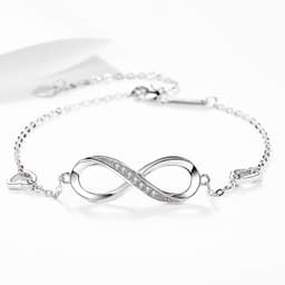 image-S925 Sterling Silver 8 Word Letter Bracelet White Gold Plated Zircon