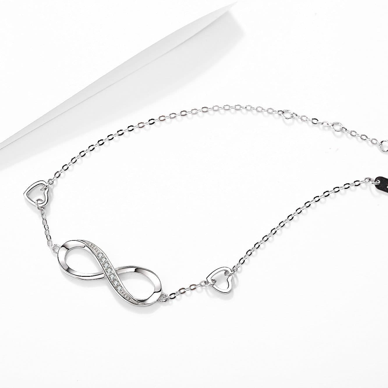 image-S925 Sterling Silver 8 Word Letter Bracelet White Gold Plated Zircon