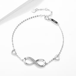 image-S925 Sterling Silver 8 Word Letter Bracelet White Gold Plated Zircon