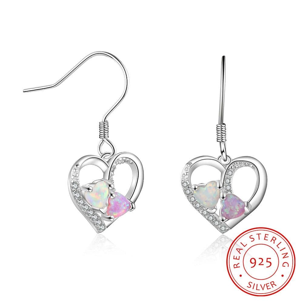 image-S925 Sterling Silver Heart-Shaped Opal Earrings