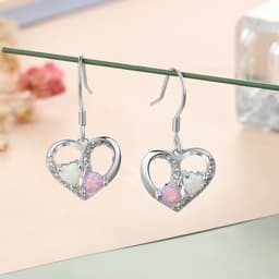 image-S925 Sterling Silver Heart-Shaped Opal Earrings