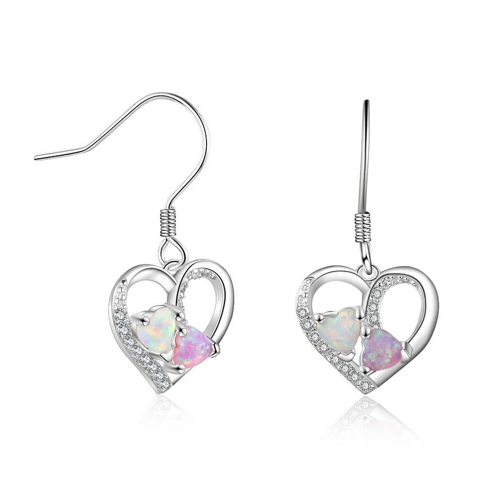 image-S925 Sterling Silver Heart-Shaped Opal Earrings