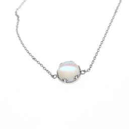 image-S925 Sterling Silver Moonstone Bracelet Round Drop Shape Women's