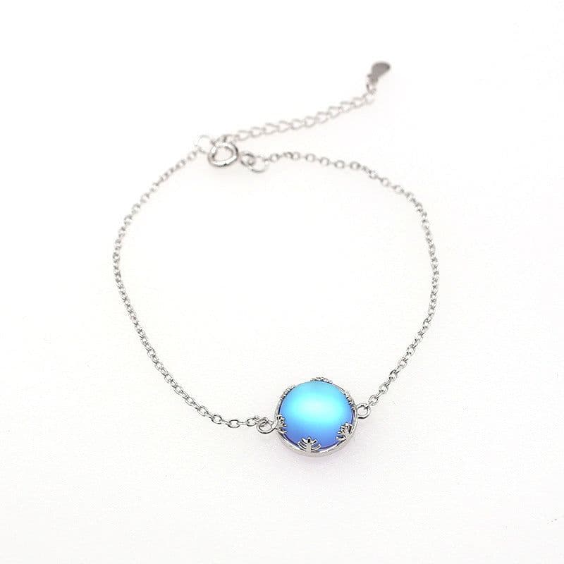 image-S925 Sterling Silver Moonstone Bracelet Round Drop Shape Women's