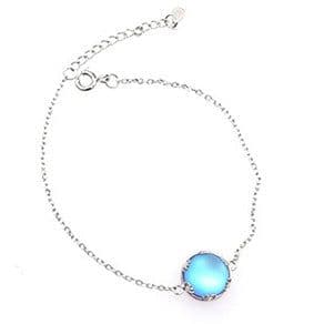 image-S925 Sterling Silver Moonstone Bracelet Round Drop Shape Women's