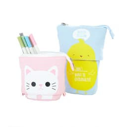 image-Korean Canvas Pencil Case Retractable Pen Holder Organizer