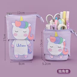 image-Korean Canvas Pencil Case Retractable Pen Holder Organizer