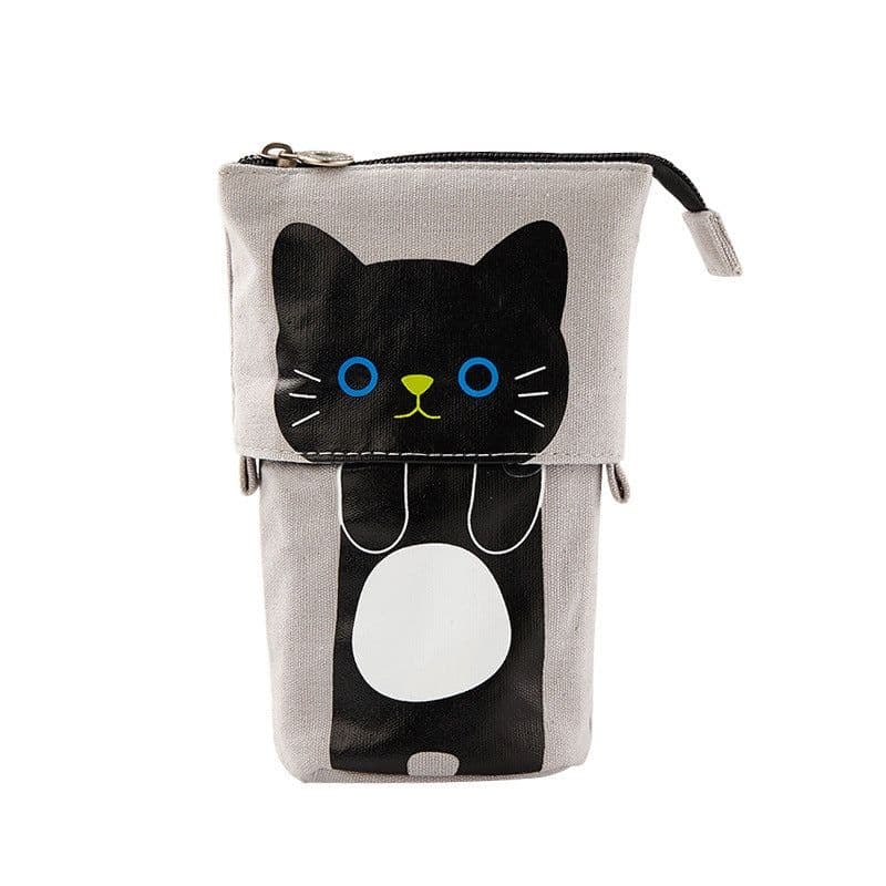 image-Korean Canvas Pencil Case Retractable Pen Holder Organizer