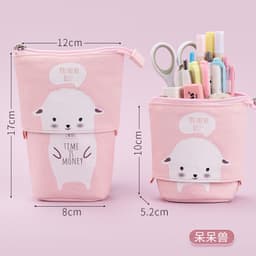 image-Korean Canvas Pencil Case Retractable Pen Holder Organizer