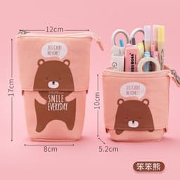 image-Korean Canvas Pencil Case Retractable Pen Holder Organizer