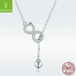 image-yiziy S925 Sterling Silver Figure Eight Infinity Necklace SCN223