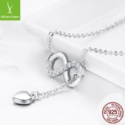 image-yiziy S925 Sterling Silver Figure Eight Infinity Necklace SCN223
