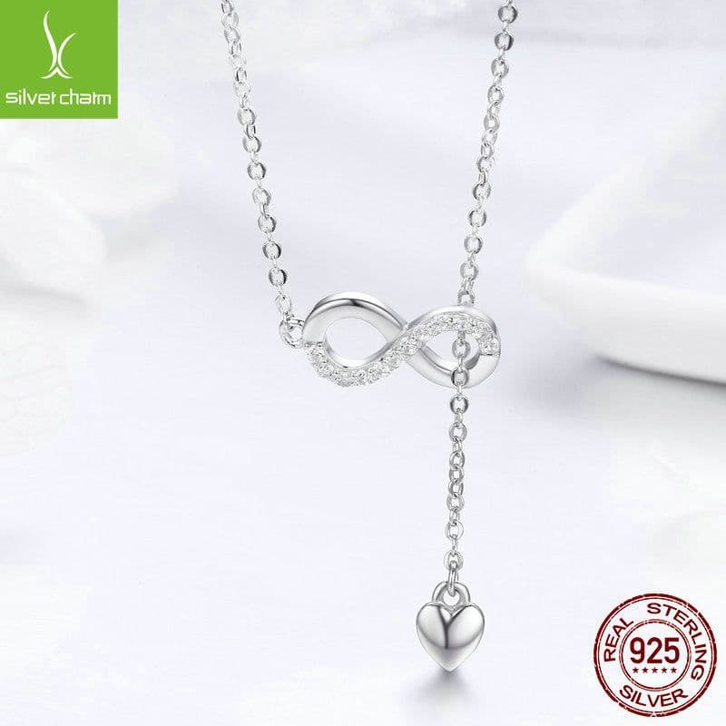 image-yiziy S925 Sterling Silver Figure Eight Infinity Necklace SCN223