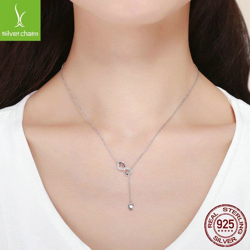 image-yiziy S925 Sterling Silver Figure Eight Infinity Necklace SCN223