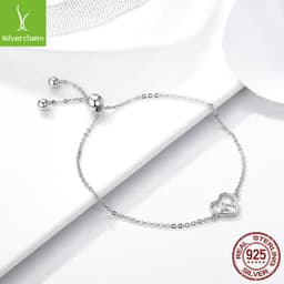 image-Silver Charm S925 Sterling Silver Heart ECG Bracelet SCB019