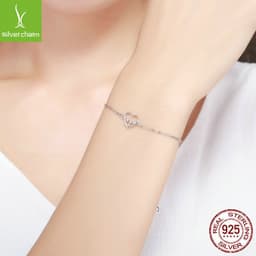 image-Silver Charm S925 Sterling Silver Heart ECG Bracelet SCB019