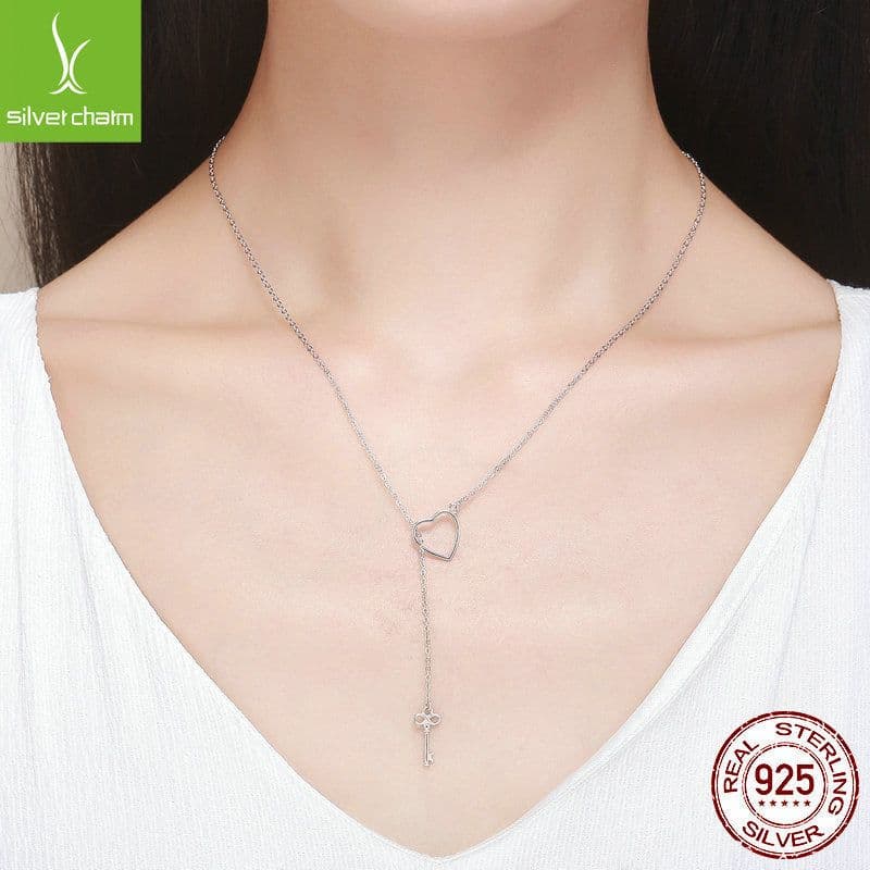image-Silver Charm S925 Sterling Silver Heart Pendant Necklace SCN107