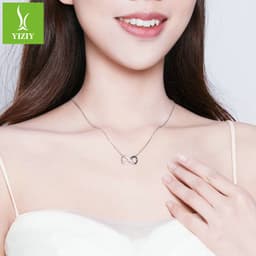image-925 Sterling Silver Heart Pendant Necklace Women's Korean Style