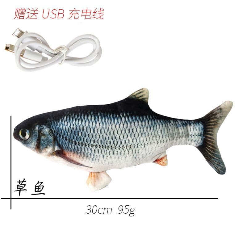 image-Electric Cat Toy Fish USB Rechargeable Plush Interactive Pet Toy
