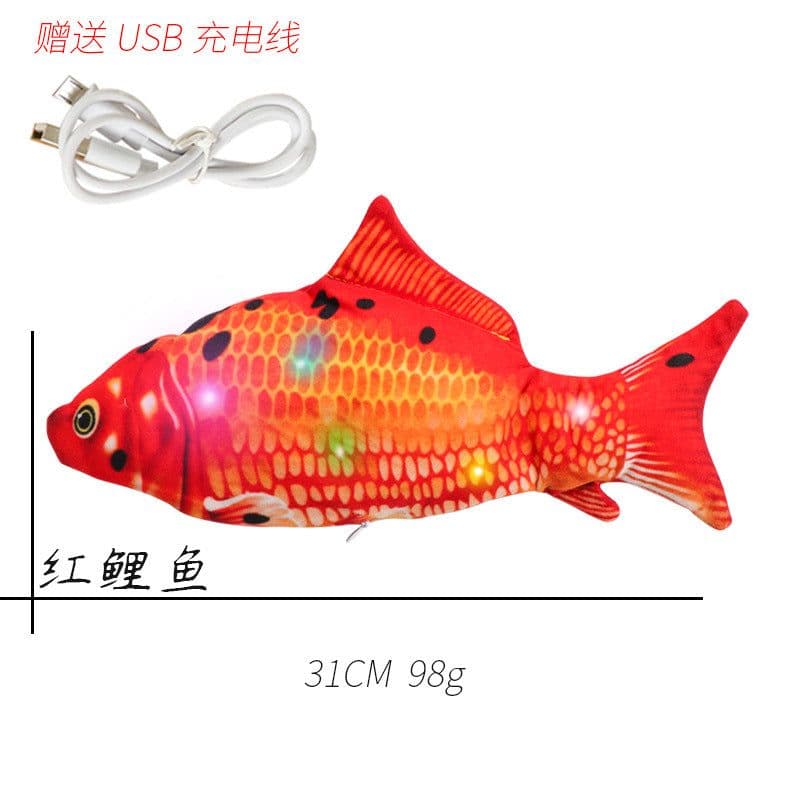image-Electric Cat Toy Fish USB Rechargeable Plush Interactive Pet Toy