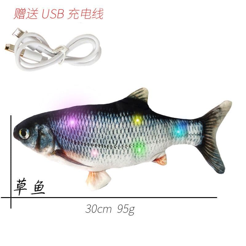 image-Electric Cat Toy Fish USB Rechargeable Plush Interactive Pet Toy