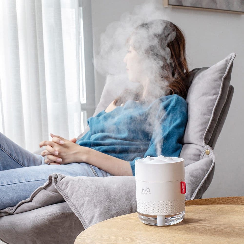 image-Snow Mountain Humidifier Mini USB Desktop with Night Light 300ml