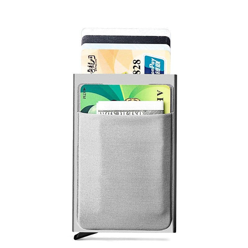 image-Aluminum Alloy RFID Blocking Card Holder with Auto Pop-Up
