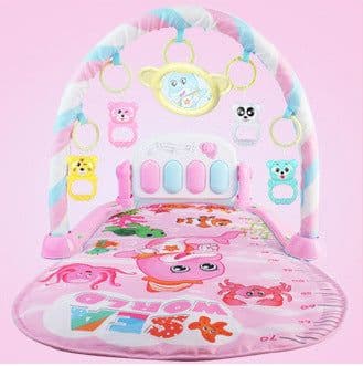 image-Baby Play Mat Gym with Piano, Music, Lights & Rattles