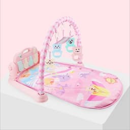 image-Baby Play Mat Gym with Piano, Music, Lights & Rattles