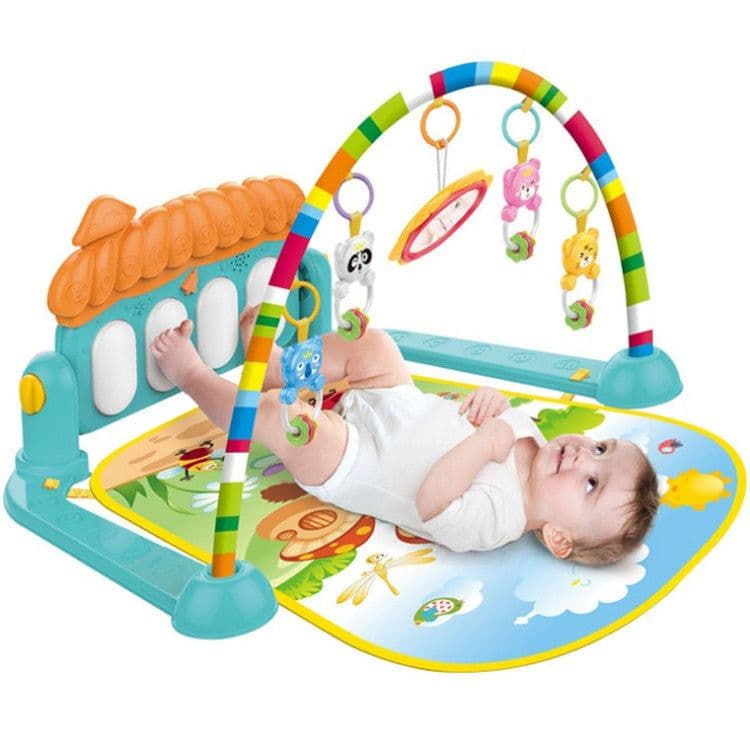 image-Baby Play Mat Gym with Piano, Music, Lights & Rattles