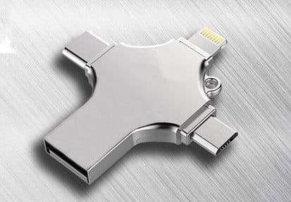 image-USB Flash Drive 4-in-1 OTG 32GB USB-A/Lightning/Type-C/Micro-USB
