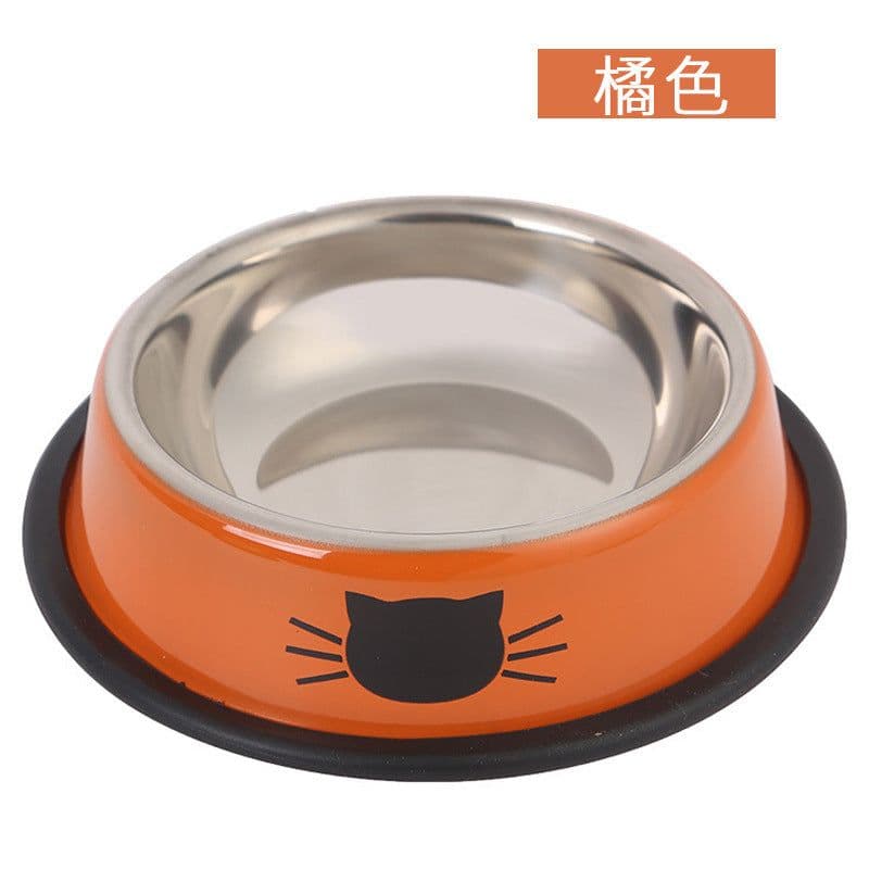 image-Stainless Steel Pet Bowl Round Cat Dog Food Bowl Green