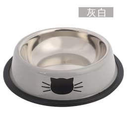 image-Stainless Steel Pet Bowl Round Cat Dog Food Bowl Green